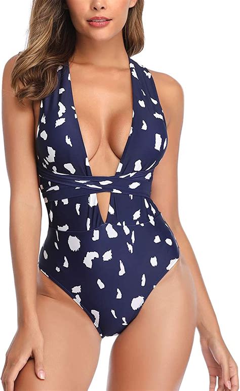 Sherrylo Plunging One Piece Swimsuit For Women Low V Bathing Suit At
