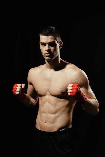 Free Photo Boxing Male Portrait Standing In A Rack