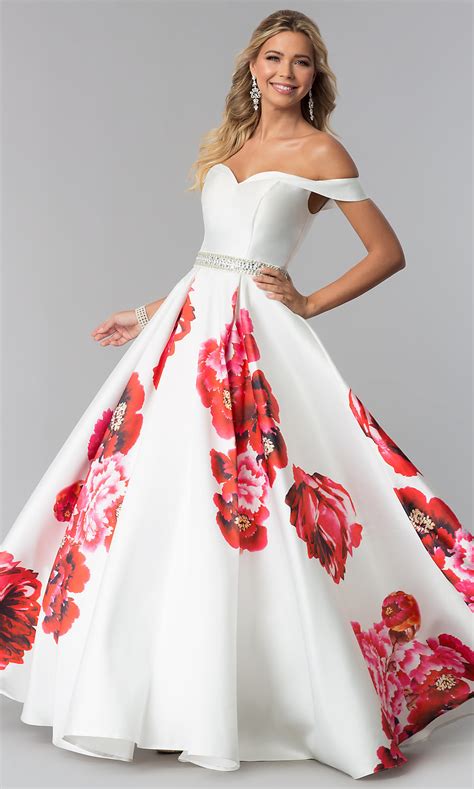 Sweetheart Floral Print A Line Prom Dress Promgirl