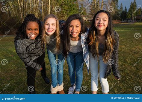 Group Of Happy Young Girl Friends Stock Image Image Of Culturally
