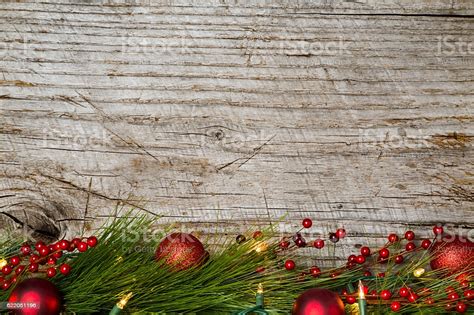 Christmas Background Rustic Wood And Lights Stock Photo