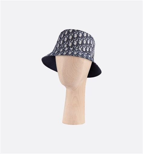 Teddy D Dior Oblique Small Brim Bucket Hat Blue Cotton - Accessories
