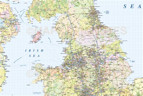 Detailed British Isles Uk Road And Rail Map Illustrator Ai Cs Vector