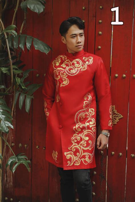 Red Ao Dai For Men Vietnamese Ao Dai Traditional Long Dress Canada