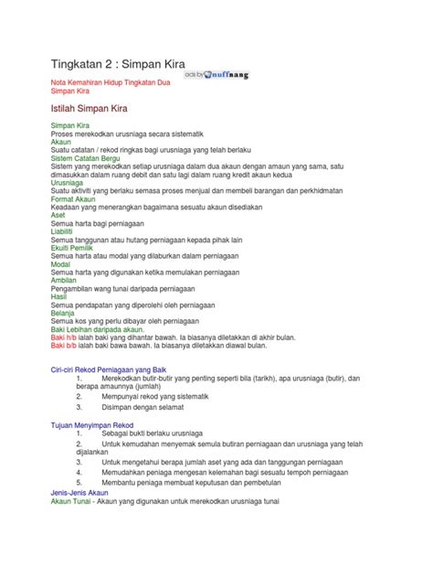 Simpan kira kh pmr t3 simpan kira Tingkatan 2 Simpan Kira Kira