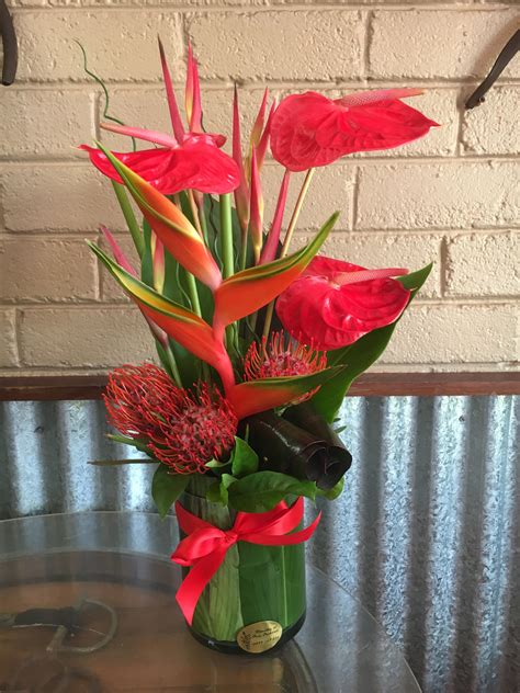 Floral arrangement of tropical flowers grown and designed in Kununurra