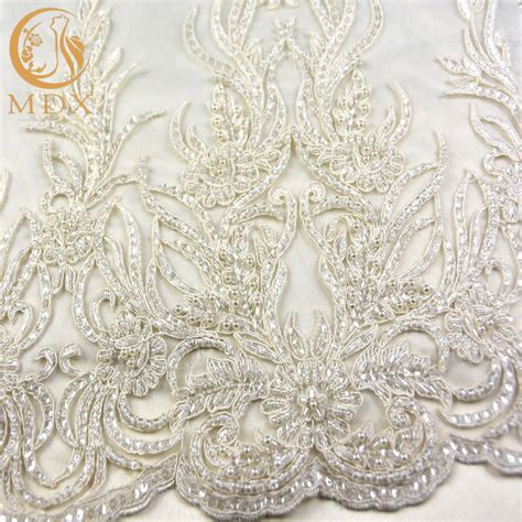 White Embroidered Lace Fabrics 20 Polyeter Handmade Water Soluble