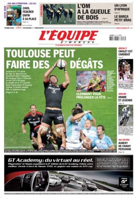 To achieve its goals, l'équipe chose mpp global and its advanced subscription & billing platform, esuite, due to the company's proven digital experience in the . Newspaper L'Equipe (France). Newspapers in France. Sunday's edition, January 3 of 2010. Kiosko.net