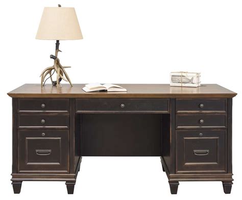 Martin Furniture Hartford Wood Double Pedestal Desk Black Imhf680