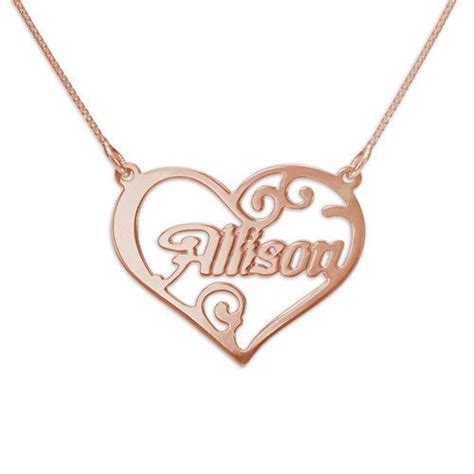 Heart Name Rose Gold Necklace