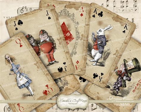 Alice In Wonderland Playing Cards Digital Coll By Mimikascraftroom On