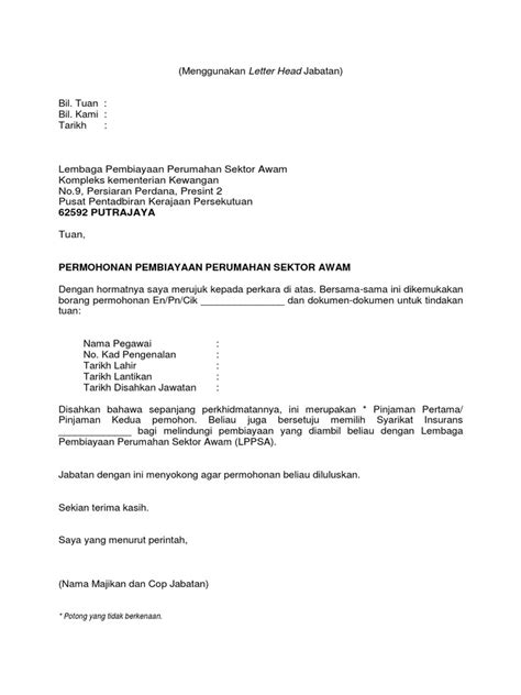 Contoh Surat Sokongan Kerja Dari Yb