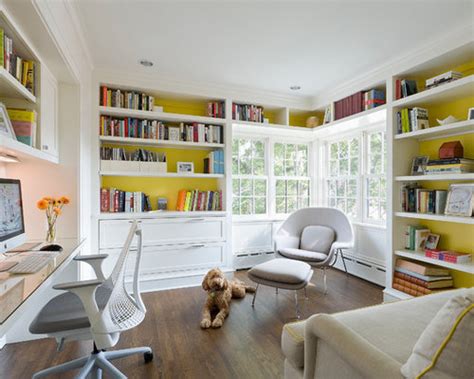 Best Home Office With Yellow Walls Design Ideas And Remodel Pictures Houzz