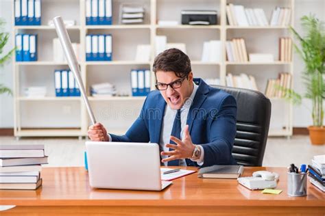 The Angry Aggressive Businessman In The Office Stock Image Image Of