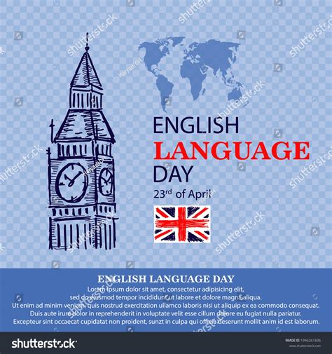 English Language Day Poster Banner Stock Vector Royalty Free