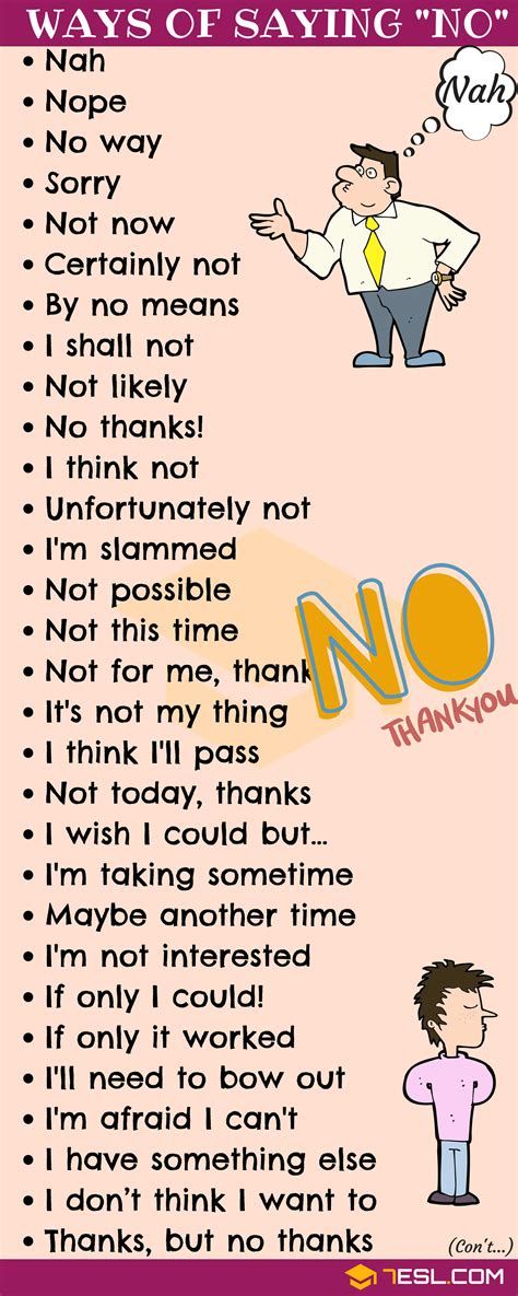 Learn more with useful phrases to introduce yourself in english. 55 Other Ways To Say "No" to People | NO Synonyms • 7ESL