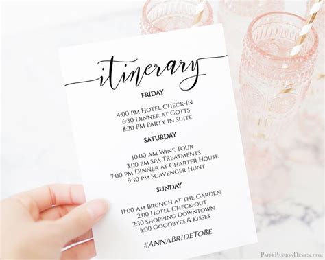 This is your guide to have a productive and eff. Itinerary Bachelorette Wedding Family Reunion Schedule of ...