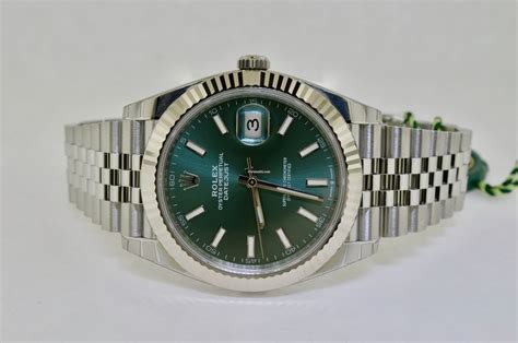 Rolex Datejust 41mm Fluted Mint Green Index Dial Jubilee For ฿