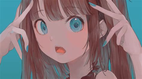 Download 1280x720 Cute Anime Girl Aqua Eyes Fang