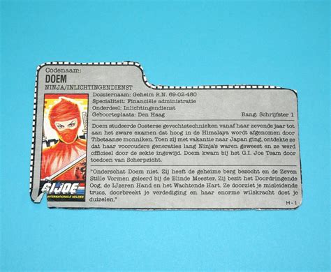 1987 Gi Joe Jinx V1 File Card Filecard Nl Dutch Hasbro Boonsart Shop