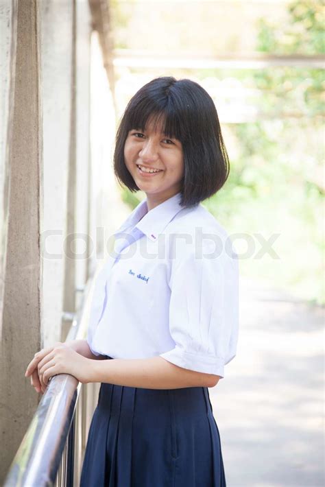 Asian Schoolgirl Smiling Stock Image Colourbox