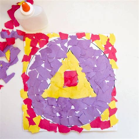 Kidoodles Torn Paper Shape Collage Easy Arts And Crafts Shape