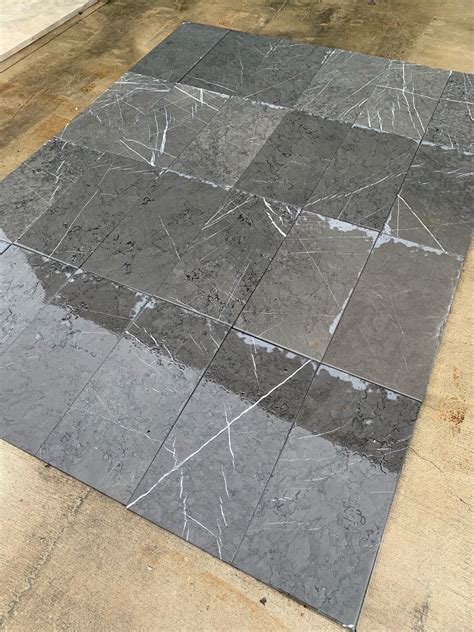 Pietra Grey Marble Honed Tumbled Unfilled Tile 610x406x15mm Pavers