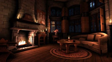 Cozy Castle Ambience With Rain And Fireplace Sounds To Sleep Relax