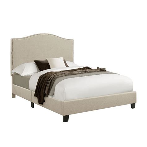 Beige Queen Camel Back Upholstered Bed W Usb Ports By Accentrics Home