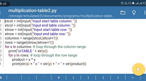 Python Multiplication Table Of Specified Number Of Columns Rows Using Python User Input