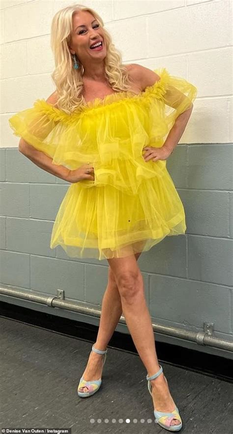 denise van outen looks ravishing in a vibrant yellow dress as she lets her hair down in