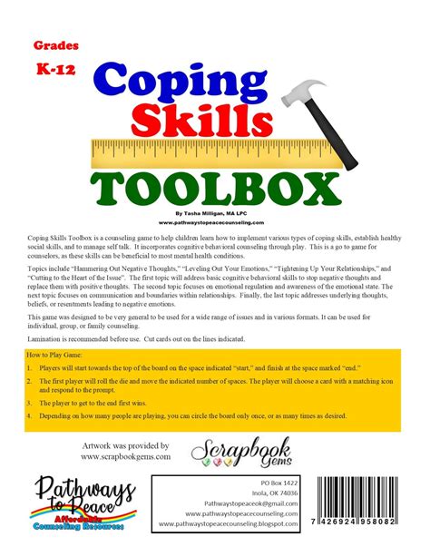 Coping Skills Toolbox A Cbt Counseling Game Pdf Download Etsy
