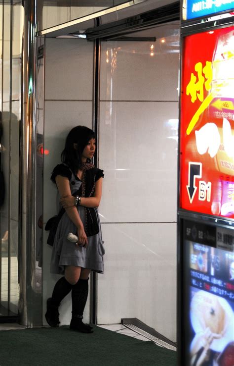 on black lonely japanese girl in shibuya tokyo japan by marcusuke [large]