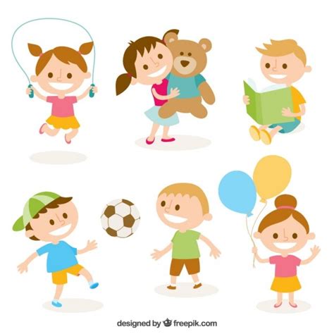 Cute Illustration Of Kids Playing Vector Free Download
