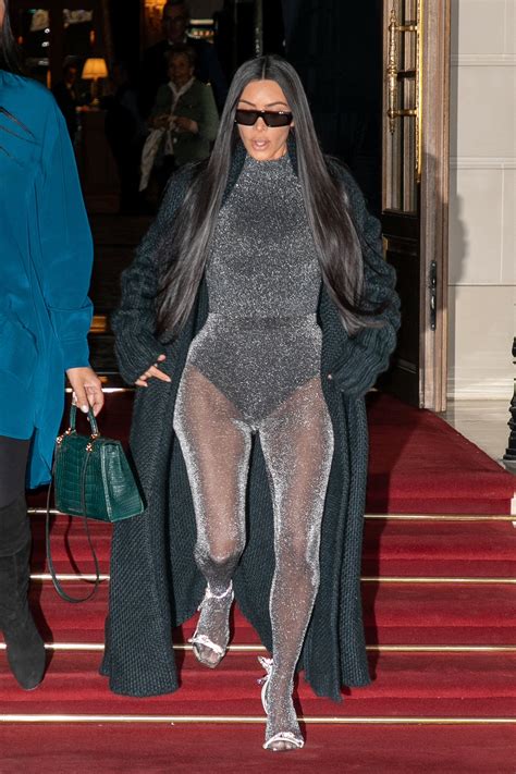 Say This Five Times Fast Kim Kardashians See Through Skintight Bodysuit Is Sparkling Kim