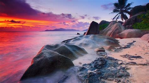 Sunset In The Seychelle Islands Wallpaper Backiee