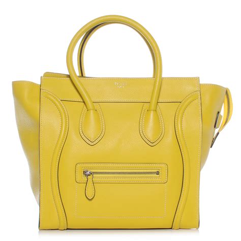 Celine Drummed Leather Mini Luggage Citron 43149