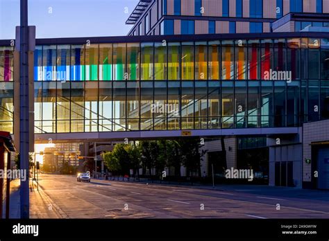 Rainbow Adorned Overhead Walkway Downtown Calgary Alberta Canada