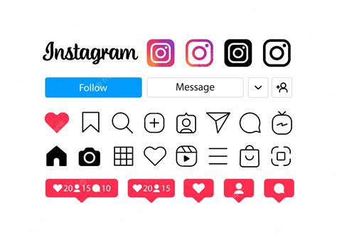 Premium Vector Instagram A Set Of Icons And Buttons For The Site