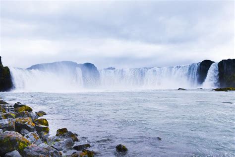 Godafoss Waterfall In The North Of Iceland Stock Image Image Of