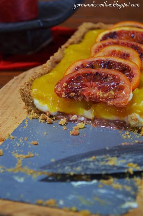 Gormandize Blood Orange Curd Vegan Cheesecake Tart