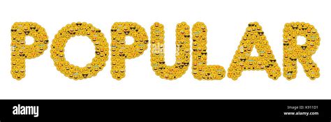 The Word Popular Written In Social Media Emoji Smiley Characters Stock