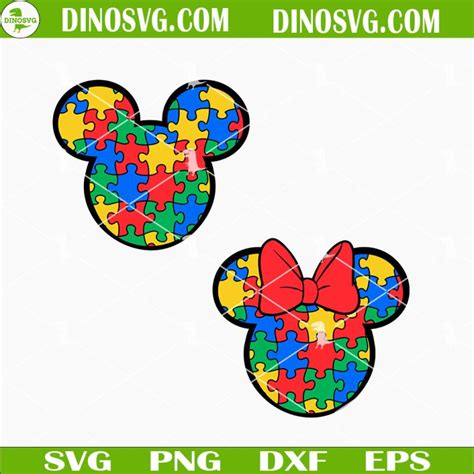 Mouse Head Autism SVG, Mickey Minnie Puzzle SVG, Disney Autism