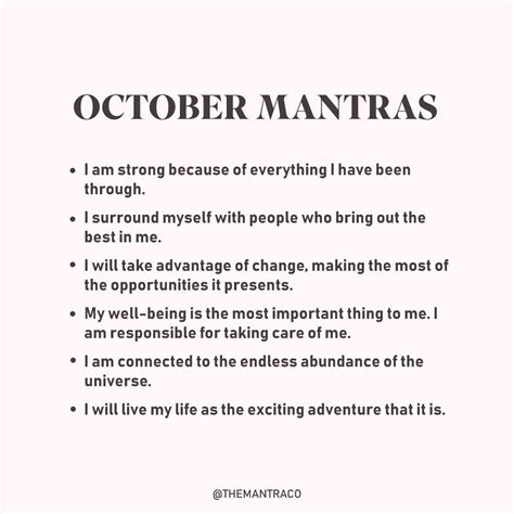 The Mantra Co On Instagram October Monthly Mantras Repeat These