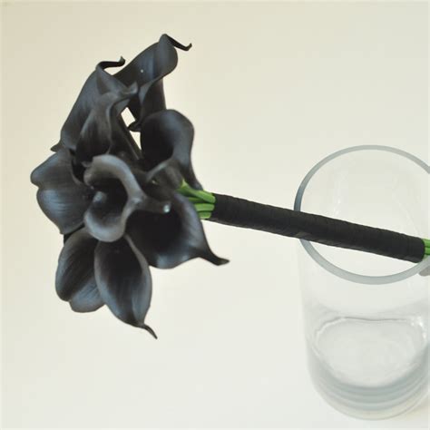 Black Calla Lilies Real Touch Calla Lily Bouquet For Bridal Etsy