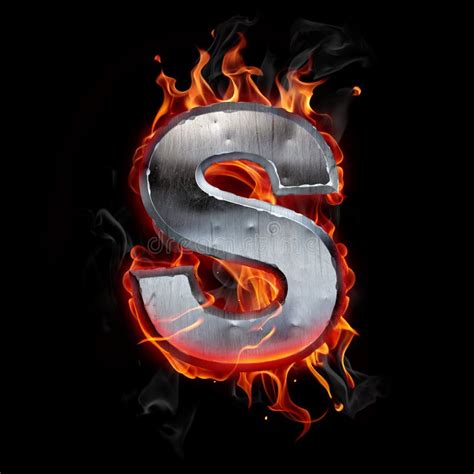Fire Metal Letter Isolated On Black Background Stock Illustration