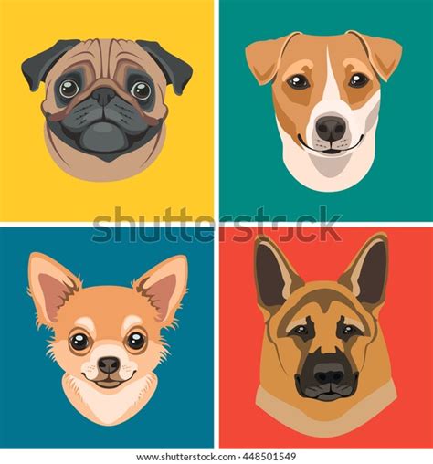 Set Of Vector Icons With The Image Of Dogs