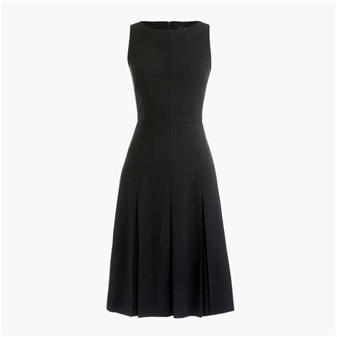 J Crew Sleeveless Pleated A Line Dress In Two Way Stretch Wool In Black