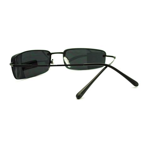 Men S Rimless Light Weight Narrow Lens Rectangular Sunglasses Copper Ebay