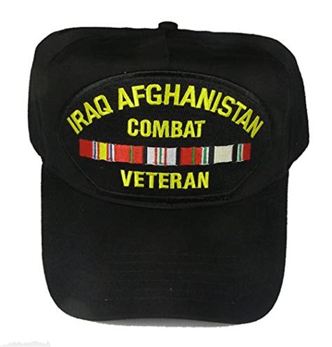 Iraq Afghanistan Combat Veteran With Ribbons Hat Black Veteran